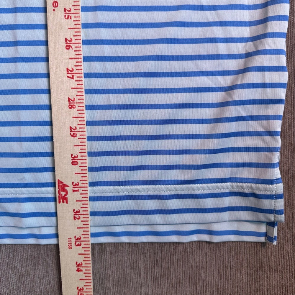 FootJoy Mens XL Golf Polo Shirt Blue White Striped Performance Short Sleeve - Picture 7 of 9
